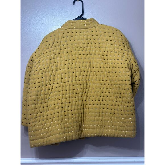 NWOT Neeru Kumar Rossi Quilted & Stitch Mustard Yellow Jacket Cardigan Women's L - Picture 11 of 11